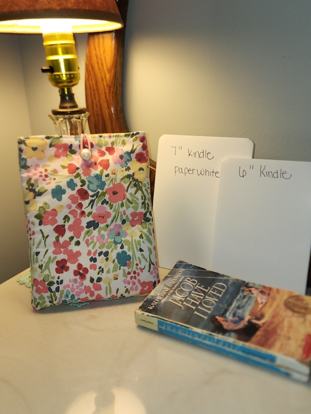 Floral Kindle Sleeve - Pink & Green Fabric E-Reader Pouch